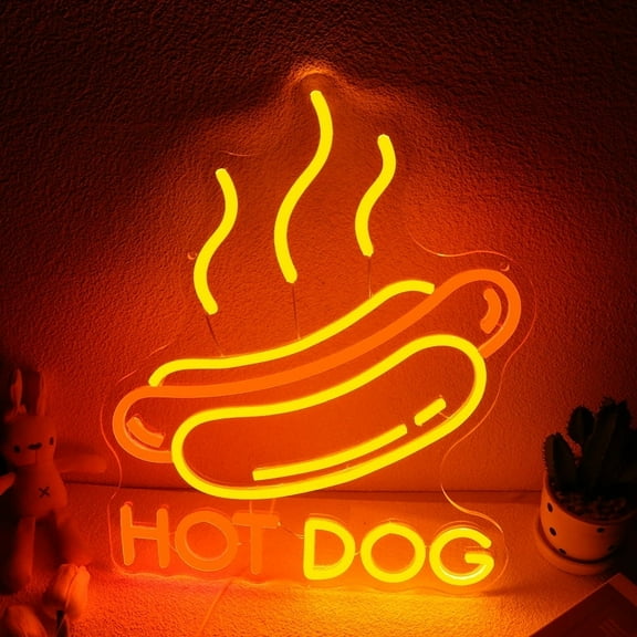 UPONRAY Hot Dog Neon Signs for Wall Decor, Dimmable Business Food Neon Light for Hot Dag Shop Fast Food Shops Restaurant Bar Kitchen Game Room Decoration
