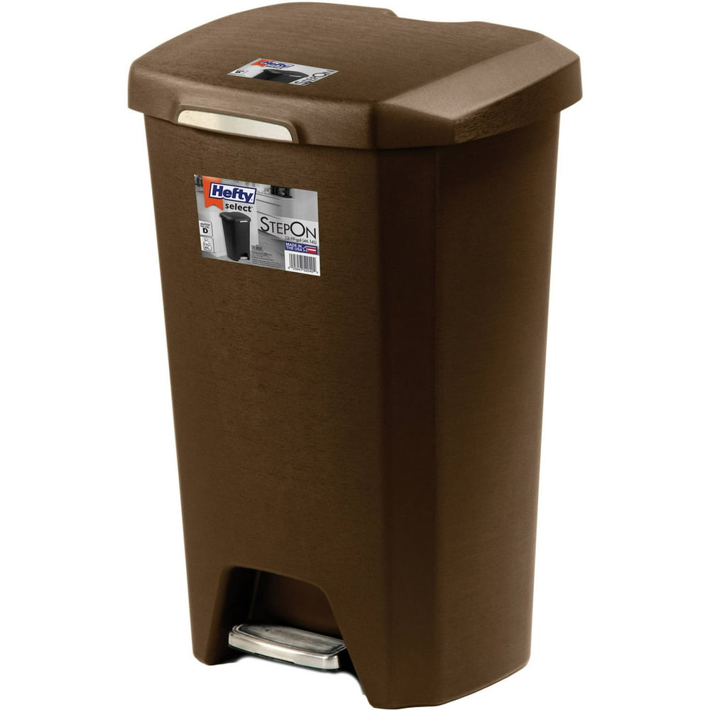 Hefty 12.2 Gallon Premium StepOn Waste Can, Bronze