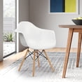 thumbnail image 5 of Plastic Chair with Arms and Wooden Legs, White, Set of 4, 5 of 5