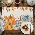 thumbnail image 4 of Fall Pumpkin Placemats Set of 2 Thanksgiving Sunflower Maple Leaf Heat Insulated Linen Place Mats, Washable Stain-Proof Table Mats for Dining Tables Holiday Decor 13x19inch, 4 of 9