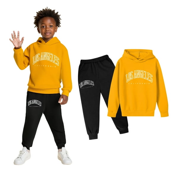 LIUYUNNN Kids Sweatsuit Set for Girls 2PC Long Sleeve Letter Pullover Pullover Hoodie Sweatshirt and Jogger Pants Fall Winter Clothes 7-8 Years Boys Clothes Boys Girls Fall and Winter Outfits