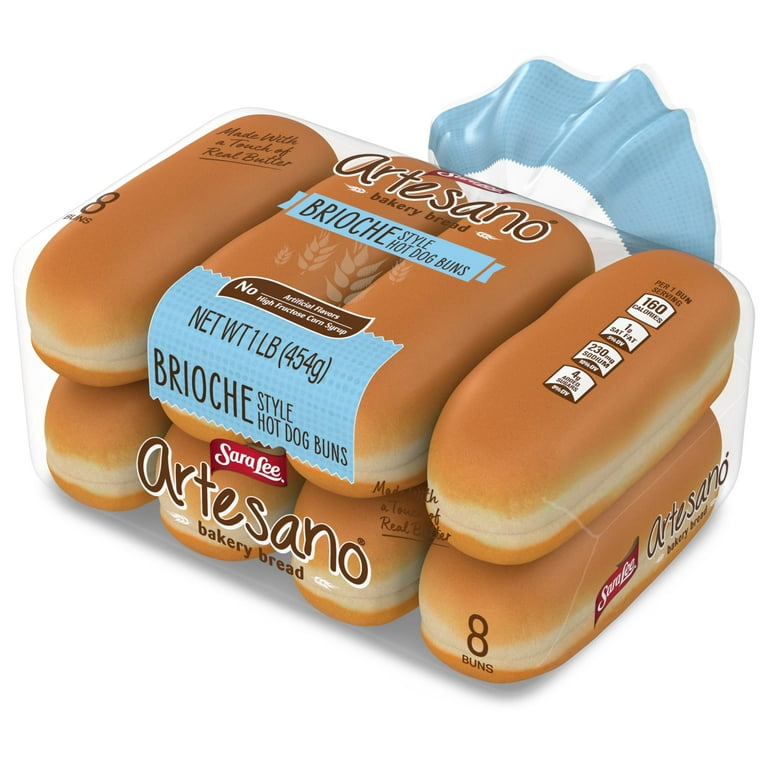 Sara Lee Artesano Brioche Hot Dog Buns 8 count made with butter