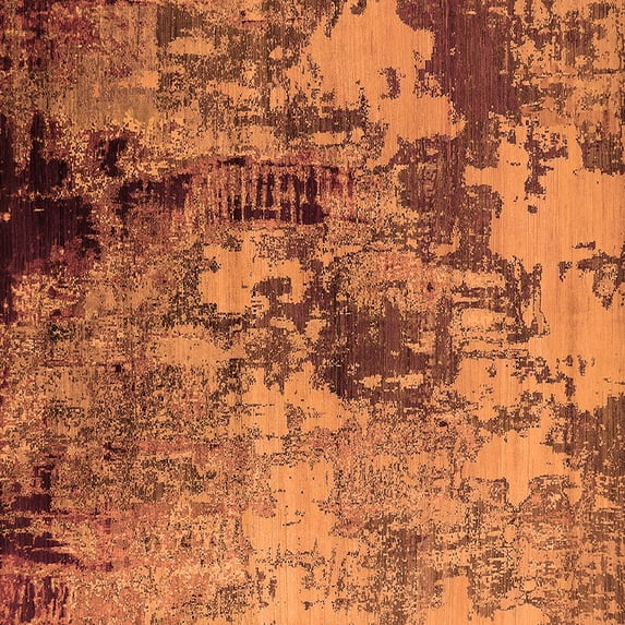 Ahgly Company Indoor Square Oriental Orange Industrial Area Rugs, 5' Square