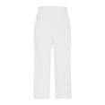thumbnail image 5 of Stamzod Work Pants Women Capri Leggings Fashion Solid Color Summer Stretch Waist Business Capris Casual Slim Fit Yoga Capri Leggings with Pockets for Women White L, 5 of 6