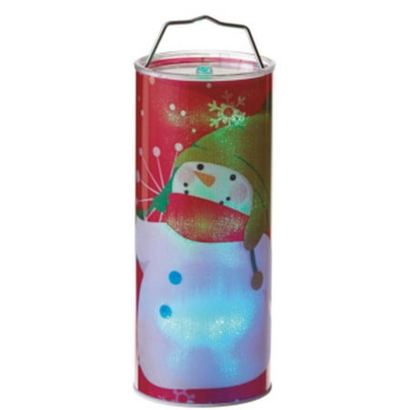 12" Battery Operated Transparent Red Waving Snowman LED Color Changing Lighted Hanging Christmas Lantern