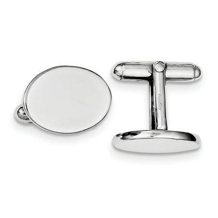 Sterling Silver Rhodium plated Engravable Oval Cuff Links