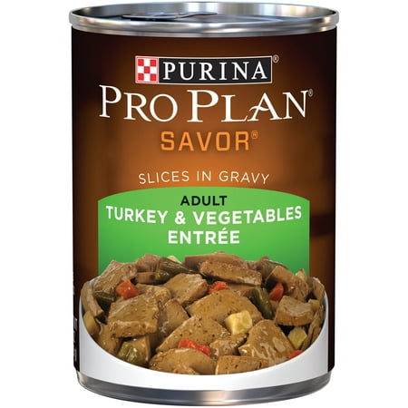 - Purina Pro Plan SAVOR Turkey & Vegetables Entree Slices in Gravy Adult Wet Dog Food, Twelve (12) 13 oz. Cans