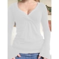 thumbnail image 2 of Niusricy Women's Basic Slim Fit Tops Ladies Long Sleeve T-Shirts Solid Color Wrap V-Neck Shirts Fashion Casual Daily Blouses Streetwear for Spring Fall, 2 of 6
