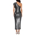 thumbnail image 3 of VESTIDO DE MUJER INSPIRE CHIC Un Hombro Lentejuelas Metálicas Cintura con Nudo Abertura Maxi Vestido L Negro, 3 of 6