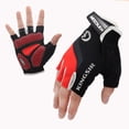 thumbnail image 2 of 1 Pair Outdoor Sports Half Finger Gloves Non-Slip Breathable Workout Gloves for Cycling Climbing Fishing Riding Size L (Red), 2 of 6