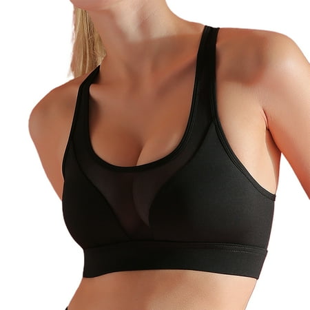 

Ekeka Clearance ! Women Comfortable Gym Fitness Mesh Splicing Athletic Paded Yoga Bra Back Pocket