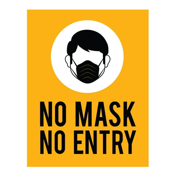 Koyal Wholesale Social Distancing No Mask No Entry Orange Design Business Signs, 10-Pack, Vinyl Sticker Decals