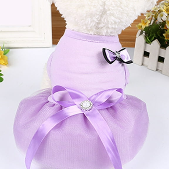 Walbest Dog Dresses Pet Princess Skirts with Ribbon Bowknot, Cute Puppy Sundress Spring Summer Shirts Vest for Small Dogs Cats, Pet Apparel Clothes Doggie Costume for Wedding Holiday Birthday