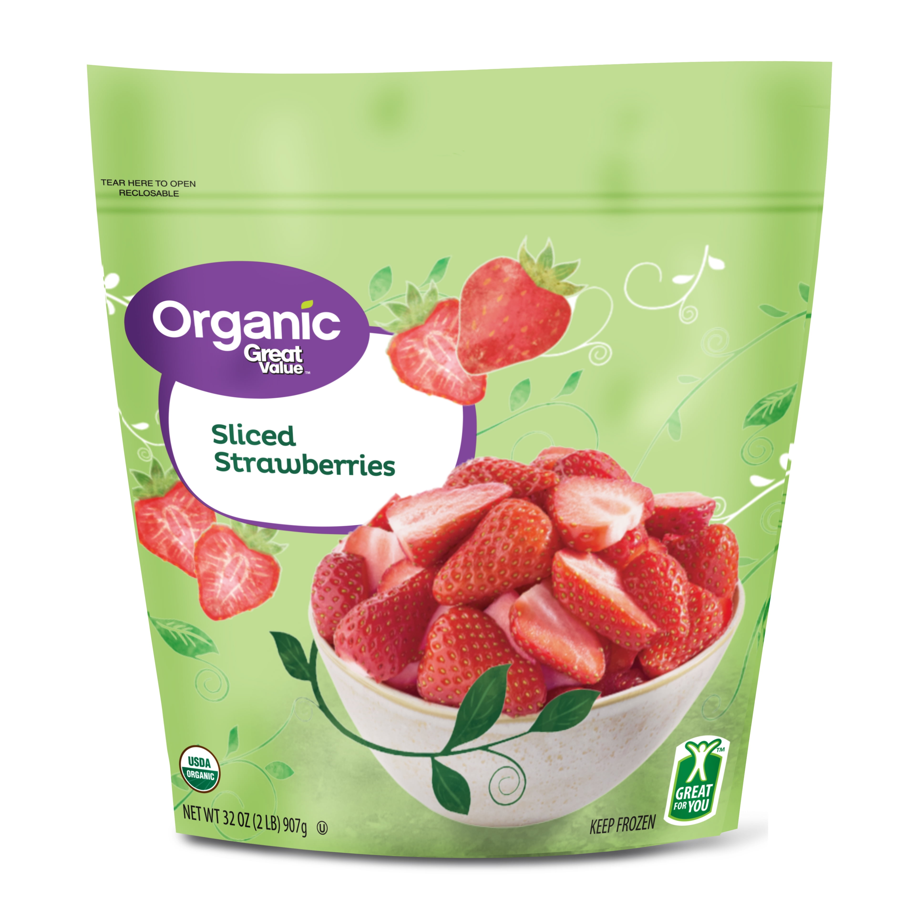 Great Value Frozen Organic Sliced Strawberries, 32 oz Walmart