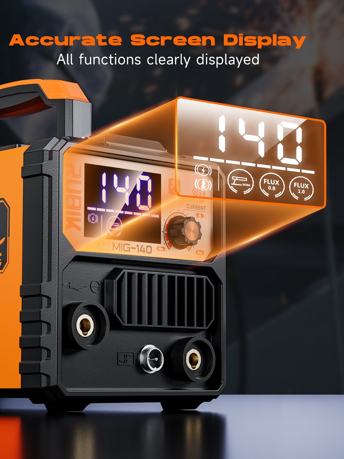 Rubik 140A MIG Welder, 110V Flux Core MIG Welder/Lift TIG/Stick 3 in 1 Welding Machine with Synergy, IGBT Inverter Portable Gasless Welder Equipment with Welding Gun and 1LB Welding Wire