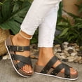thumbnail image 5 of Slide Sandals for Women Plus Size Buckle Strap Round Toe Open Toe Breathable Soft Sole Thick-Soled Beach Slippers(Balck,Size:36), 5 of 8
