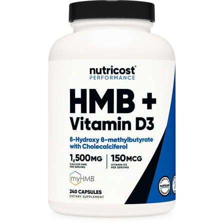 Nutricost HMB (1000mg) and Vitamin D3 (4000 IU) Supplement - 240 Capsules, 120 Servings - Gluten Free and Non-GMO