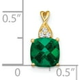 thumbnail image 2 of 14K Yellow Gold Checkerboard Created Emerald And Diamond Pendant (Width 7) (Length 13.5) - Jbsp, 2 of 5