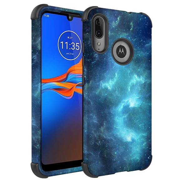 Moto E6 Plus Case, KAESAR 3-Layer Slim Shockproof Hard Cover Graphic Fashion Cute Skin Armor Case for Moto E6 Plus (Galaxy Stardust)