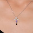 thumbnail image 3 of Cross Necklace for Women in 925 Silver and 10K Yellow Gold with Amethyst and Lab Grown Diamond and Red Garnet | 1.19 Cttw | Jesus Christian Religious Crucifix | Marquise 8X4MM | With 18 inch Chain, 3 of 6