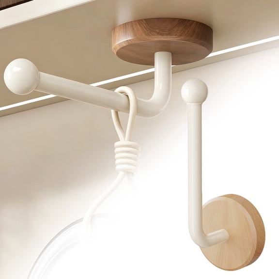 Wall Mounted Rope Holder Hooks, Heavy Duty Storage Hooks for Bathroom, Entryway, Kitchen – Coat, Towel, Robe, Bag Organizer, White