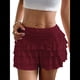 thumbnail image 2 of Faldas Vaporosas para Mujer, Faldas Pantalón con Volantes y Lazo, Minifaldas de Cintura Alta para Adolescentes, Faldas Pantalón de Tenis para Verano Vino Tinto M, 2 of 8