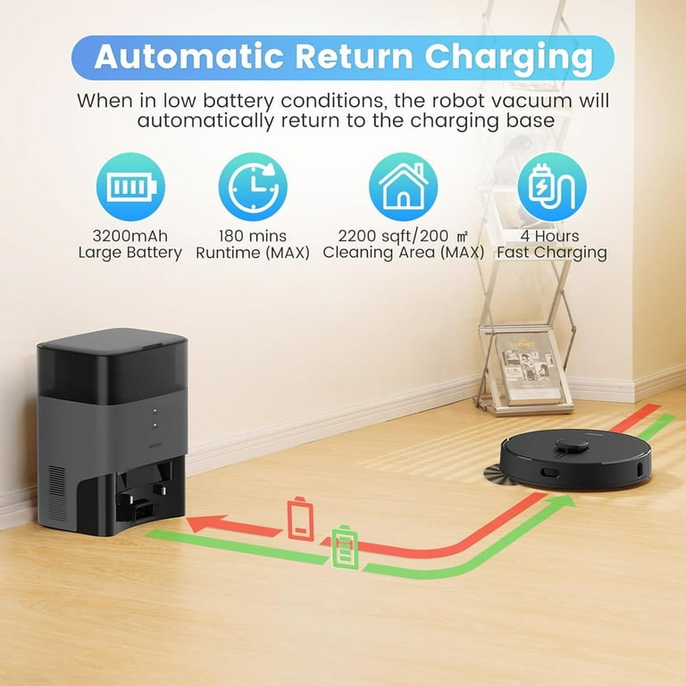 AIRROBO Robotic Vacuum Cleaner, Self-Empty Base, Maps House AIRROBO Robotic Vacuum Cleaner, Self-Empty Base, Maps House