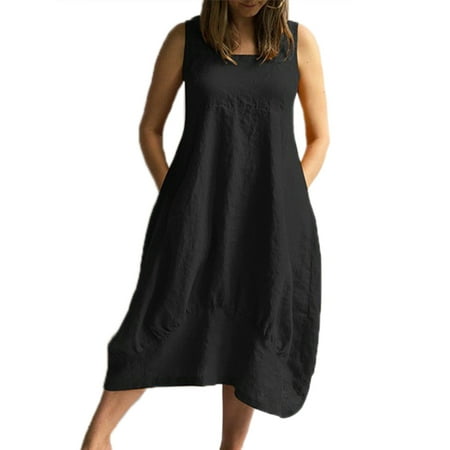 LALLC - Women's Plus Size Sleeveless Loose Long Dress - Walmart.com