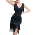 thumbnail image 2 of UPPADA Womens Sequin Tassel Fringe Party Dress V Neck Sleeveless Spaghetti Straps Dress Cocktail Prom Party Mini Dresses Slim Fit Ruched Stretchy Dress, 2 of 8