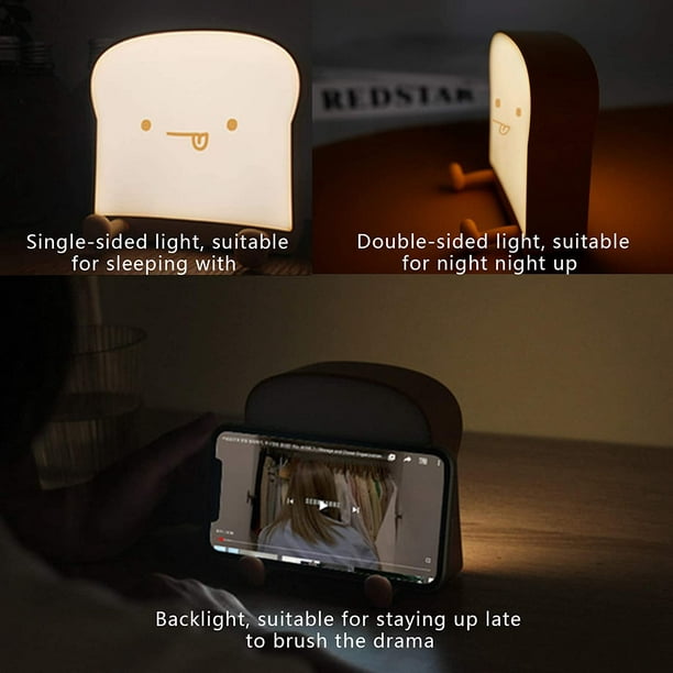 Lampe de nuit Cool Toast Bread, lampe de bureau cool avec support de  téléphone portable et rechargeable, idées de cadeaux d'anniversaire Cool  Light pour femme, maman, dortoir