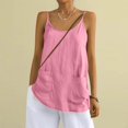 thumbnail image 2 of WTXUE Women Cotton Linen Tank Tops Casual Sleeveless Crewneck Camisole Loose Fit Spaghetti Strap Cami Shirts Sundress with Pockets Dressy Casual Beach Vacation Blouses Business Work Tops Pink L, 2 of 6