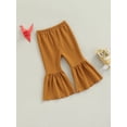 thumbnail image 3 of Kiapeise Knitted Ribbed Bell Bottoms for Toddler Girls Ruffle Flare Skinny Pants Baby Outfit Leggings Trousers, 3 of 8