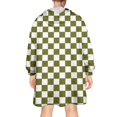 thumbnail image 2 of Olive Green and White Checkerboard Pattern Wearable Oversized Blanket,Wearable Blanket Hoodie for Adults,Cozy Hooded Blankets with Super Pockets,Super Warm Fuzzy Pullover for Women & Men, 2 of 6