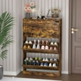 thumbnail image 5 of Shoe Storage Cabinet with 3 Flip Drawers, 47" Slim Wood Shoe Cabinet with Adjustable Shelf, Freestanding Hidden Shoe Rack Organizer for Entryway, Hallway, Brown, 5 of 17