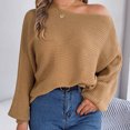 thumbnail image 6 of Black and Friday Deals,Pullover Baggy Sweaters for Women Trendy Soft Knit Off Shoulder Batwing Long Sleeve Pullover Top Casual Blouses (S, Khaki), 6 of 6