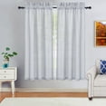 thumbnail image 1 of 2 Pcs Semi Kitchen Small Curtain, Faux Linen Textured Sheer Voile Tier Curtain, 1 of 9