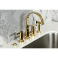 thumbnail image 4 of Kingston Brass KS8262CTLBS Continental Two-Handle 4-Hole Deck Mount Bridge Kitchen Faucet with Brass Side Sprayer in Polished Brass, 4 of 8