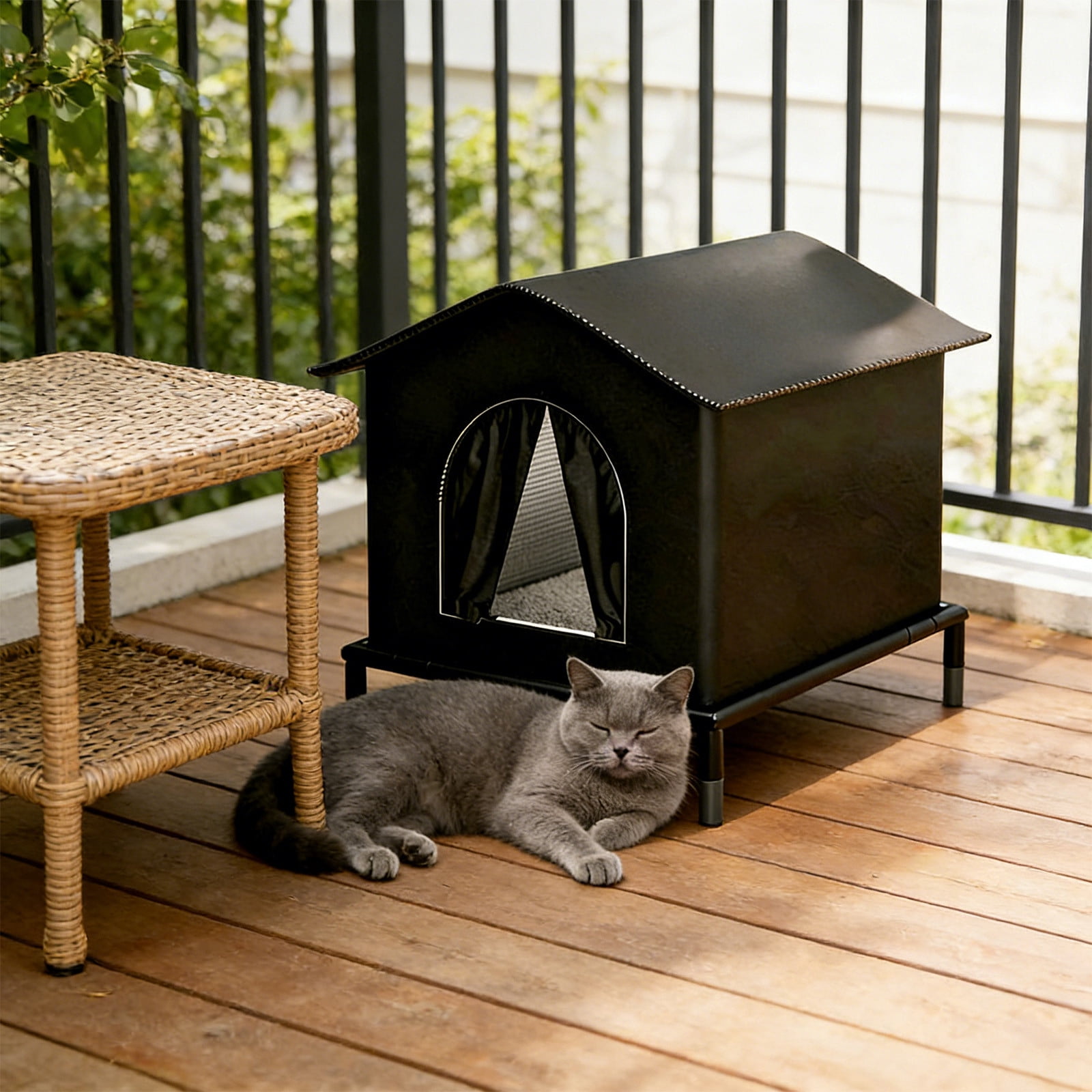 VAIFTILNO Outdoor Cat House for Feral Cats, 13x13x15.8in Waterproof Sun Protection Pet Tent, Insulated Cat Shelter for All Seasons, Portable Feral Cat Bed for Porch, Yard (More Colors)
