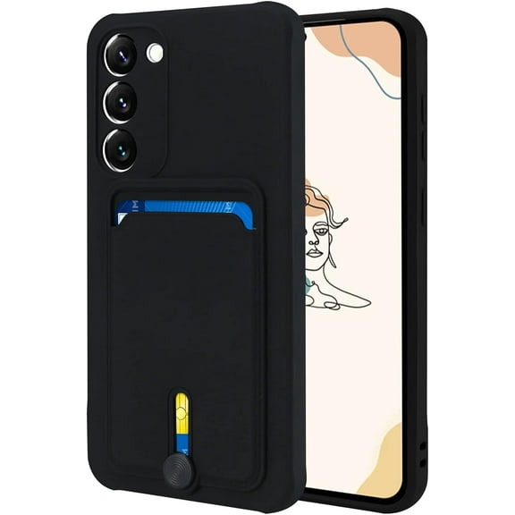 case for Samsung Galaxy S23 Plus Case with Card Holder [Soft Microfiber Lining] Silicone Slim Thin Phone Cases Shockproof Protective Samsung Galaxy S23 Plus 5G Wallet Case Black