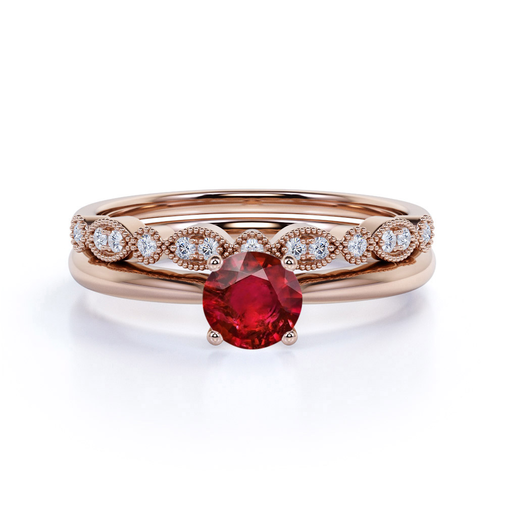 vintage ruby wedding ring sets