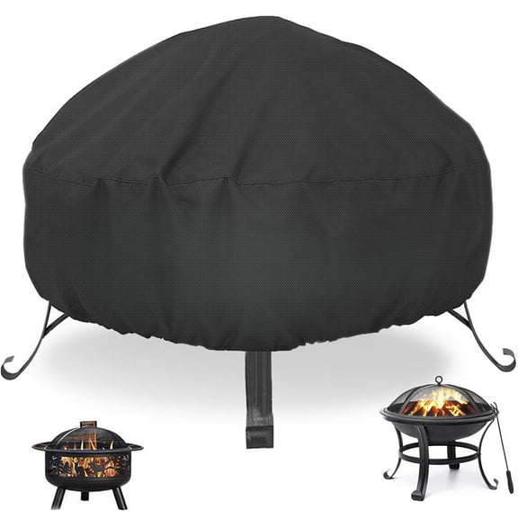 Outdoors Fire Pit Cover,Tutuviw 33x16" Cover for Round Firepit,Waterproof Heavy Duty Firepit Cover,Dustproof Full Coverage Patio Fire Pit Cover,Oxford Fabric Fireplace Cover UV-Resistant-Black