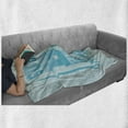thumbnail image 6 of Florida Soft Flannel Fleece Blanket, Surfing Big Wave Miami Beach Calligraphy Text with an Upright Surfboard, Cozy Plush for Indoor and Outdoor Use, 50" x 60", Baby Blue and Sky Blue, by Ambesonne, 6 of 6