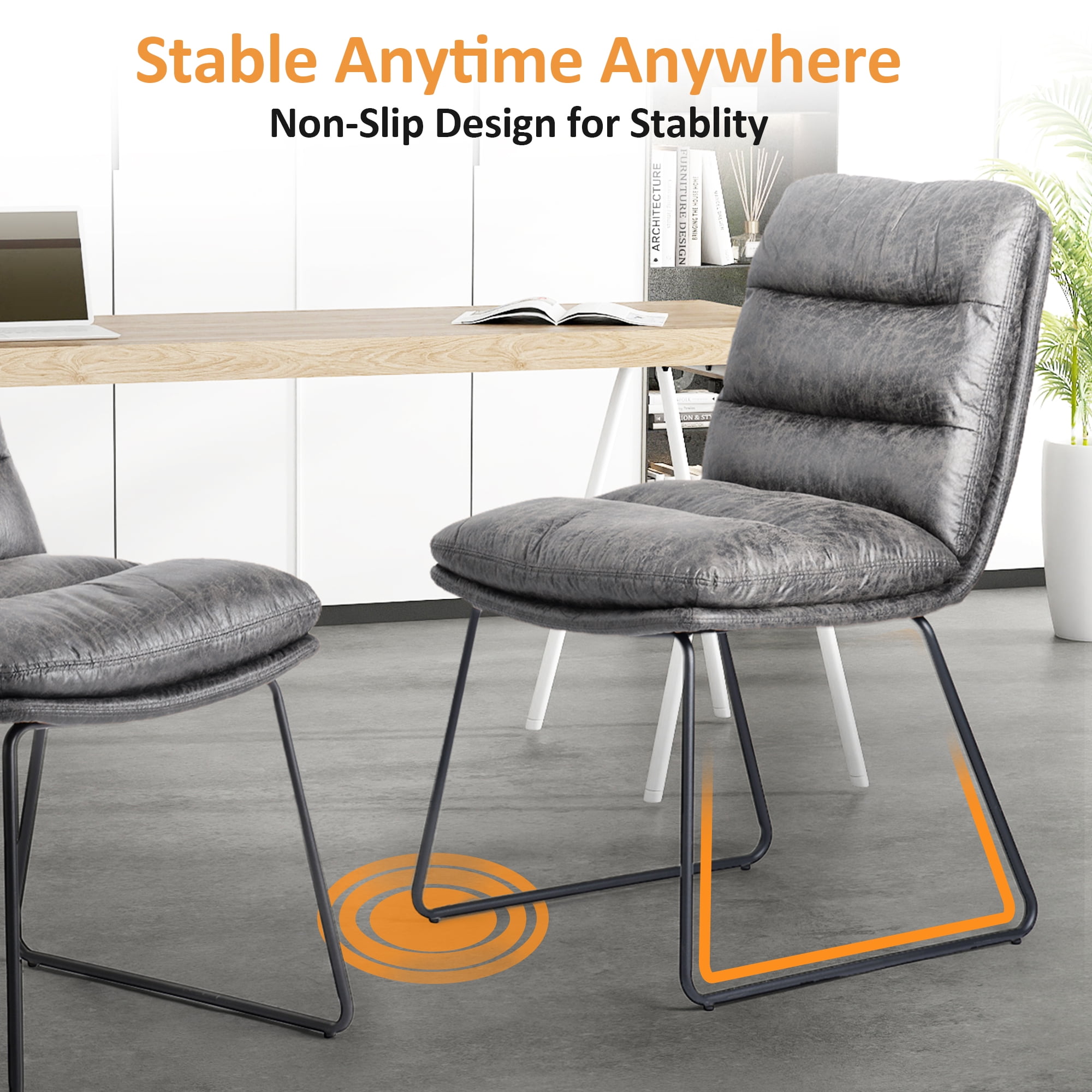 Lot de 2 chaises de salle à manger Homy Casa avec coussin capitonné et pattes antirouille