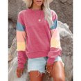 thumbnail image 2 of Sudadera con capucha Cuello redondo Manga larga Bloqueo de color Tops casuales de moda para mujer Rojo XXL, 2 of 6
