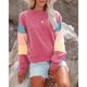 thumbnail image 2 of Sudadera con capucha Cuello redondo Manga larga Bloqueo de color Tops casuales de moda para mujer Rojo XXL, 2 of 6