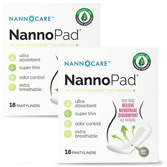 NannoPad Pantyliners (X-Pack, XX pads) - Thin & Breathable for Everyday Use - Made with Organic Cotton - Minimize Odors, Bacteria & Menstrual Discomfort