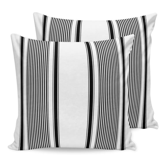 Pillow Covers 20x20 Set of 2, Black Striped Throw Pillow Covers Decorative Couch Cushion Cover, Farmhouse Thin Vertical Stripes Modern Microfiber Soft Square Pillowcases for Bedroom Living Room Sofa