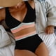 thumbnail image 1 of Traje de baño para mujer, color liso, escote en V, cintura alta dividida con costuras, bikini dividido, traje de baño para mujer, conjuntos de bikini para mujer, trajes de baño bikini para mujer, 1 of 6