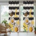 thumbnail image 3 of 2 Panels Outdoor Curtains for Patio Waterproof 54"x84" Spring Bees Daisy Weatherproof Privacy Outsides Curtains, Rustic Tulips Dots Black Striped Burlap Grommet Thermal Drapes for Cabana Porch, 3 of 8