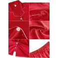 thumbnail image 5 of Finvizo Womens Silk Satin Pajamas Set Soft Short Sleeve Two-piece Pjs, Red M, 5 of 6